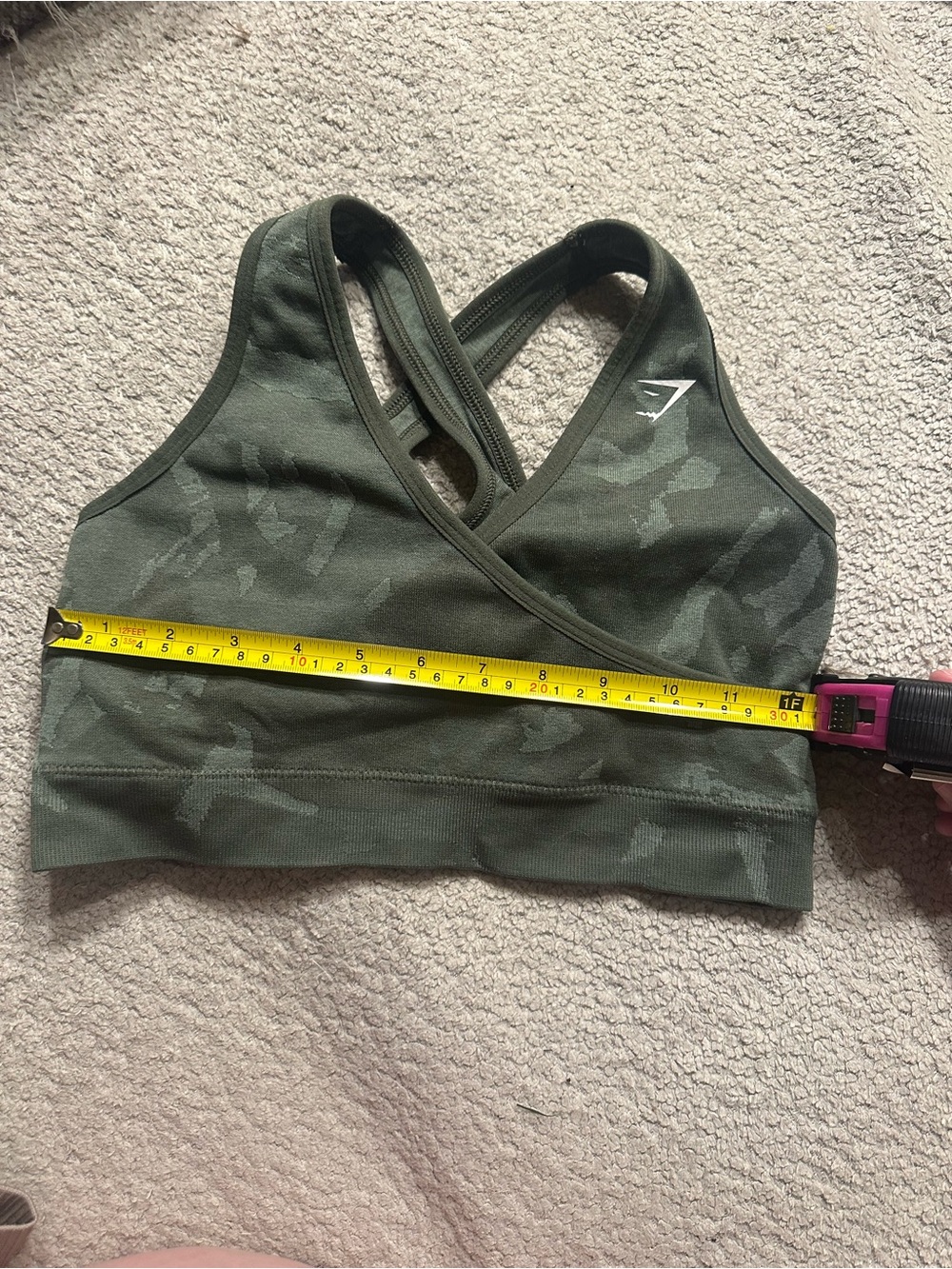 Gymshark Olive Green Camo Crossback Sports Bra